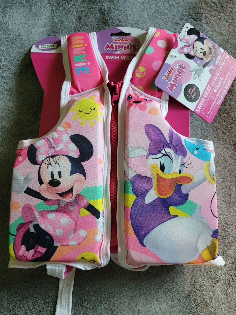 Disney Minnie & Daisy Pink Kids Swim Vest - Pink, Purple, Yellow, White